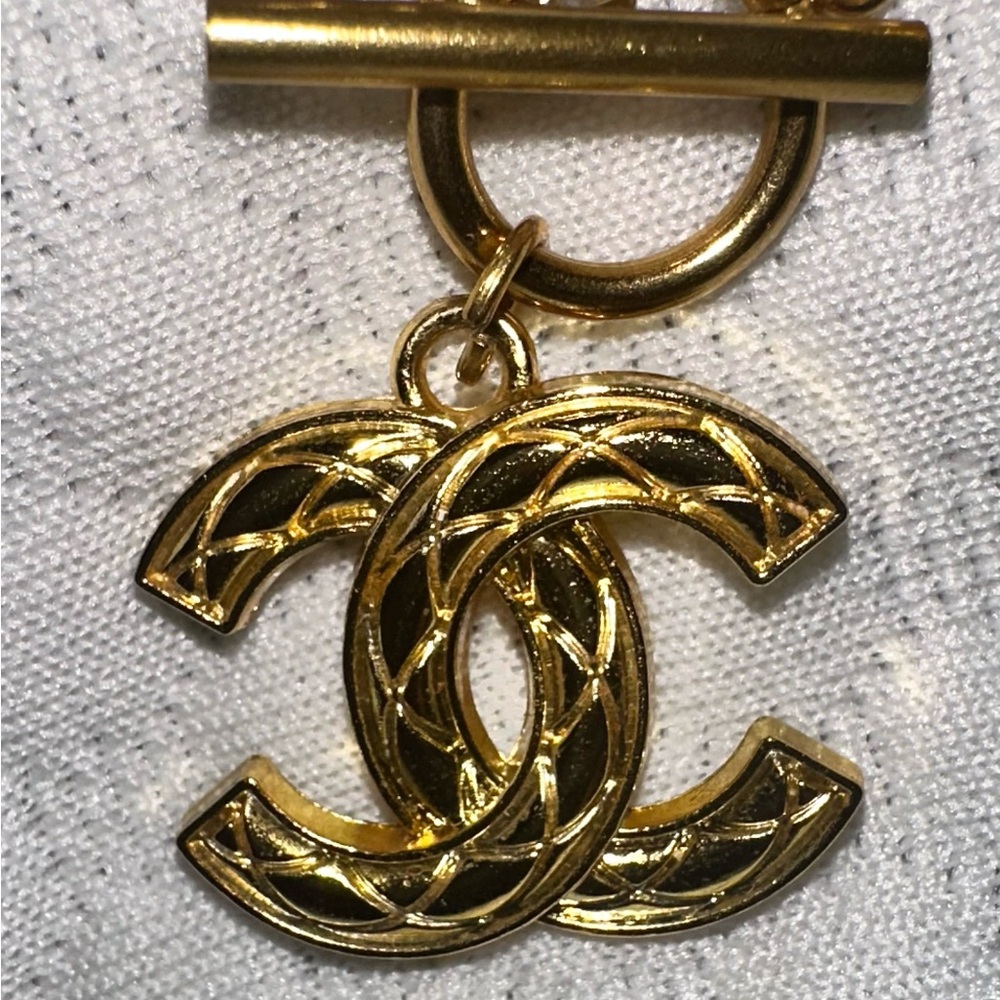 Upcycled charm on toggle necklace